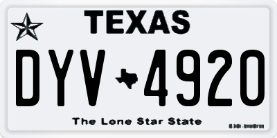TX license plate DYV4920