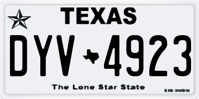 TX license plate DYV4923