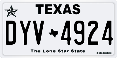 TX license plate DYV4924