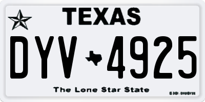 TX license plate DYV4925