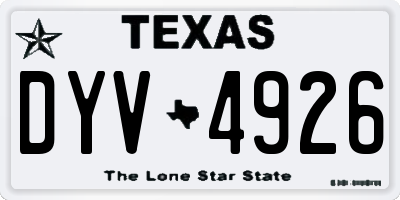 TX license plate DYV4926