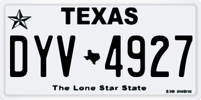 TX license plate DYV4927