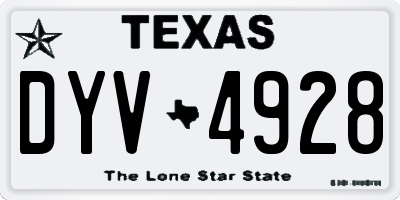 TX license plate DYV4928