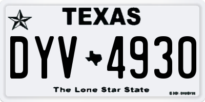 TX license plate DYV4930