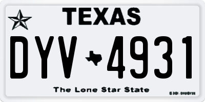 TX license plate DYV4931