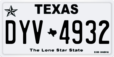 TX license plate DYV4932