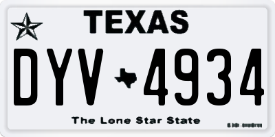 TX license plate DYV4934