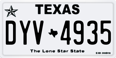 TX license plate DYV4935