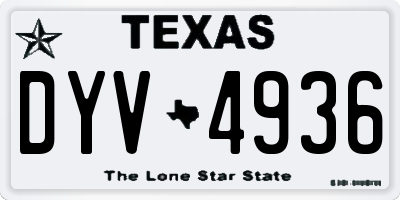 TX license plate DYV4936