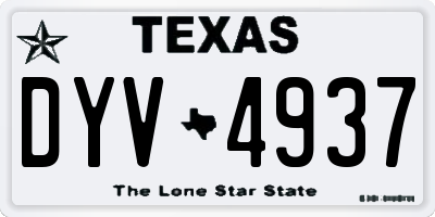 TX license plate DYV4937