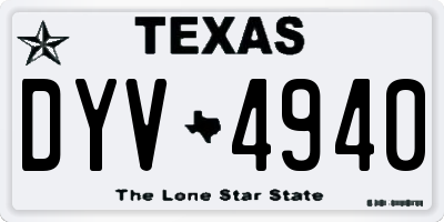 TX license plate DYV4940