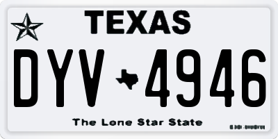 TX license plate DYV4946
