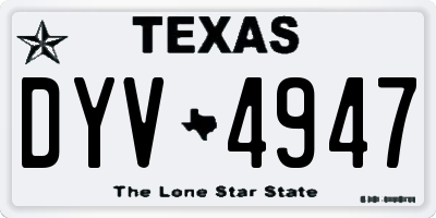 TX license plate DYV4947