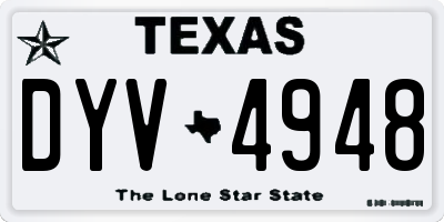 TX license plate DYV4948