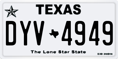 TX license plate DYV4949