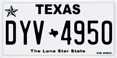 TX license plate DYV4950
