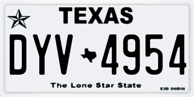 TX license plate DYV4954