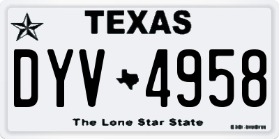 TX license plate DYV4958