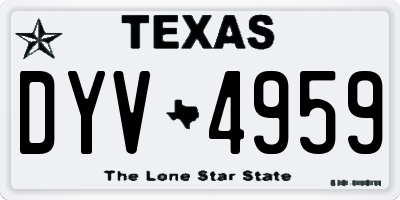 TX license plate DYV4959