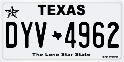 TX license plate DYV4962