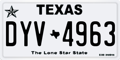 TX license plate DYV4963