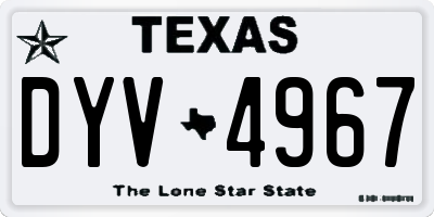 TX license plate DYV4967