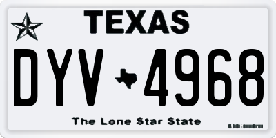 TX license plate DYV4968