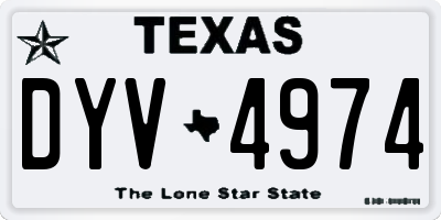 TX license plate DYV4974