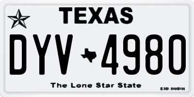 TX license plate DYV4980