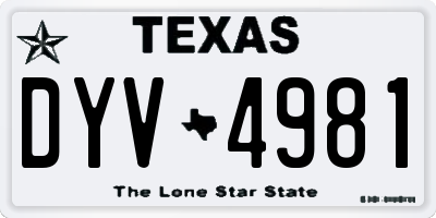 TX license plate DYV4981