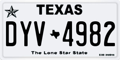TX license plate DYV4982
