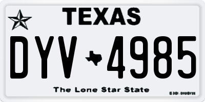 TX license plate DYV4985