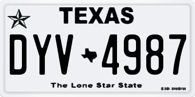 TX license plate DYV4987