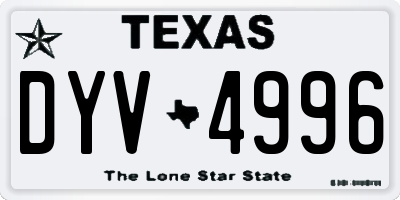 TX license plate DYV4996
