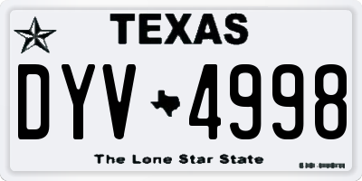 TX license plate DYV4998