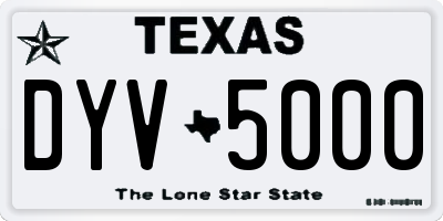 TX license plate DYV5000