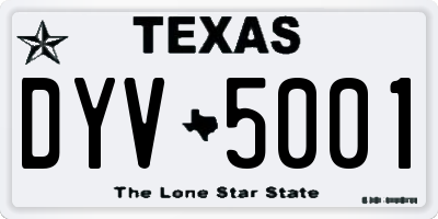 TX license plate DYV5001