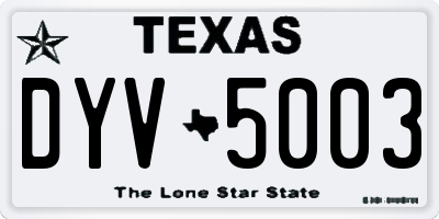 TX license plate DYV5003