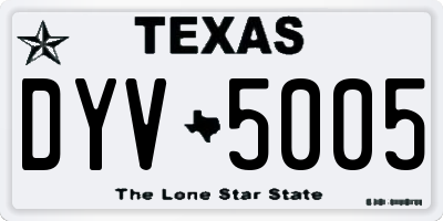 TX license plate DYV5005