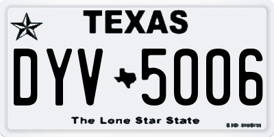 TX license plate DYV5006