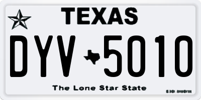 TX license plate DYV5010