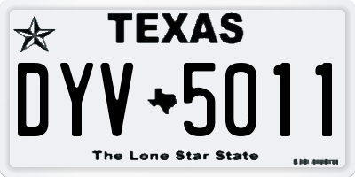 TX license plate DYV5011