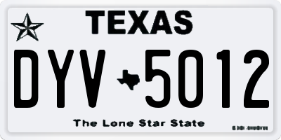 TX license plate DYV5012