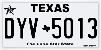 TX license plate DYV5013
