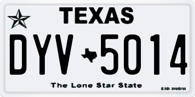 TX license plate DYV5014