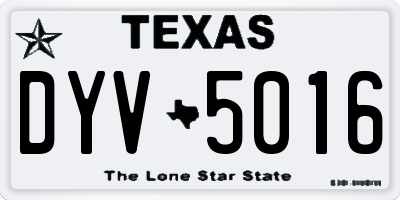 TX license plate DYV5016