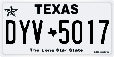 TX license plate DYV5017