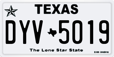 TX license plate DYV5019