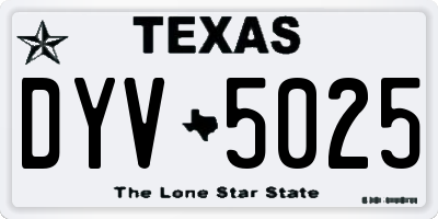TX license plate DYV5025