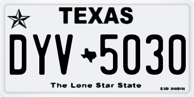 TX license plate DYV5030